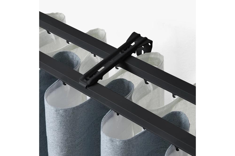 Cadence & Co S-Fold Curtain Track Wall Mounted Double Bracket, 3 Pack (Black), 9347563055940