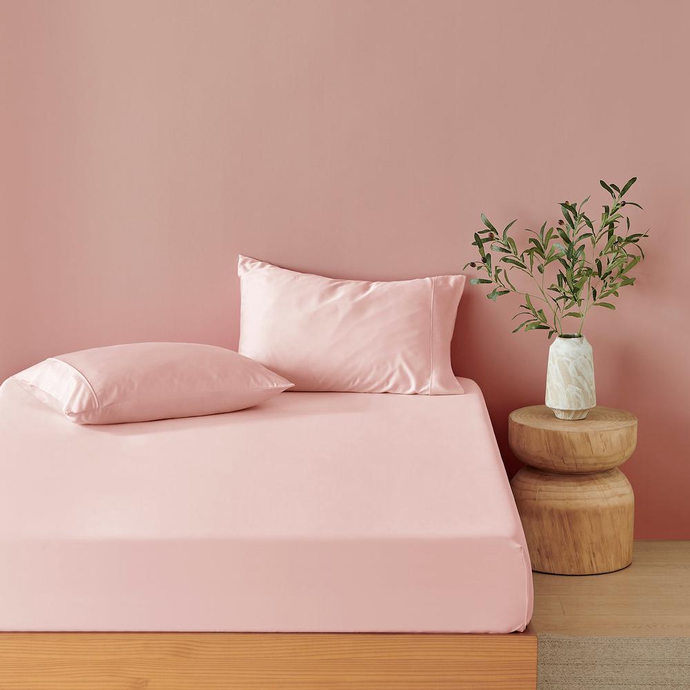 Natural Home Bamboo Fitted Sheet Set (Blush Pink ) - Queen, 9347563058200