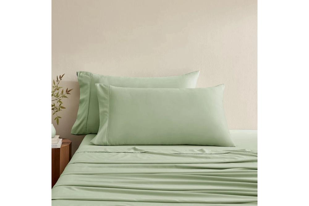 Serene 400TC Bamboo Cotton Sateen Pillowcase, Twin Pack (Sage) - King, 9347563064478
