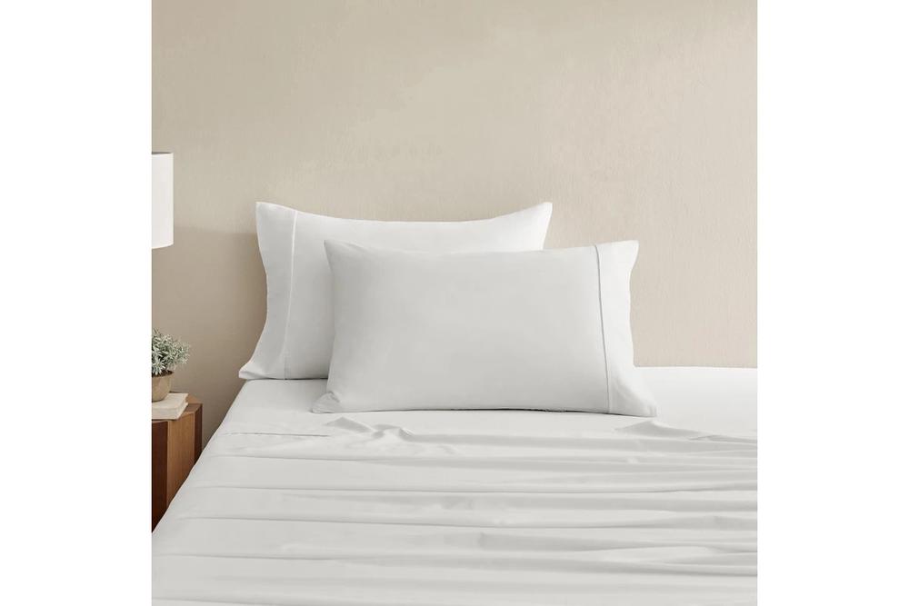 Serene 400TC Bamboo Cotton Sateen Pillowcase, Twin Pack (White) - Standard, 9347563064997