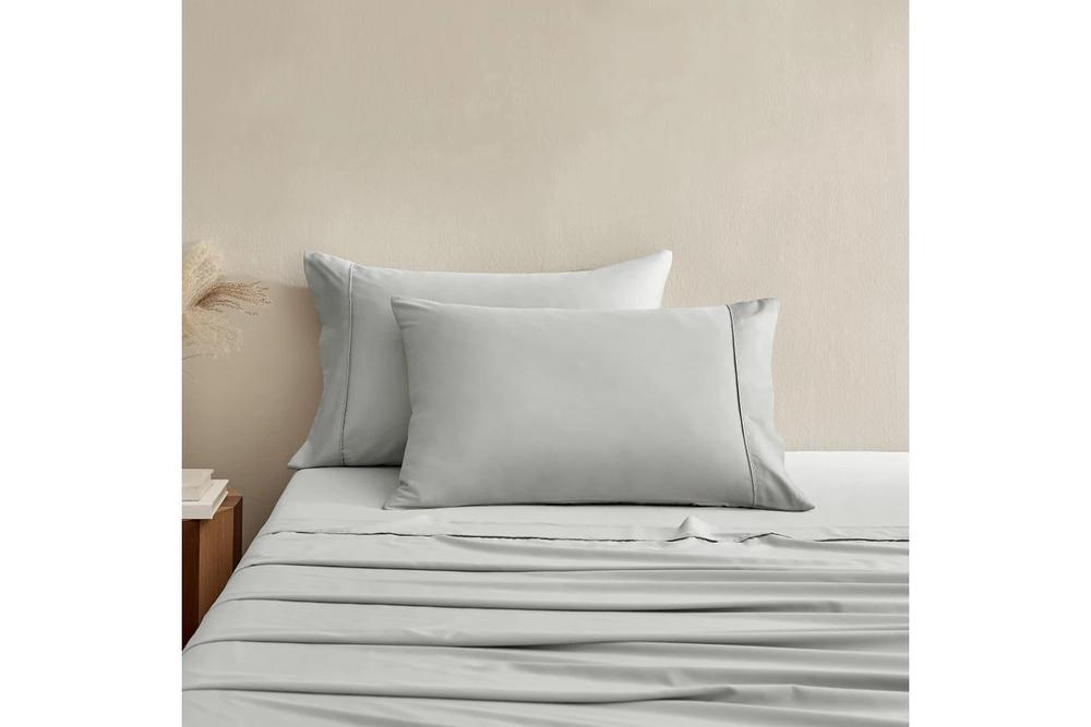 Serene 400TC Bamboo Cotton Sateen Pillowcase, Twin Pack (Dove Grey) - Standard, 9347563065000