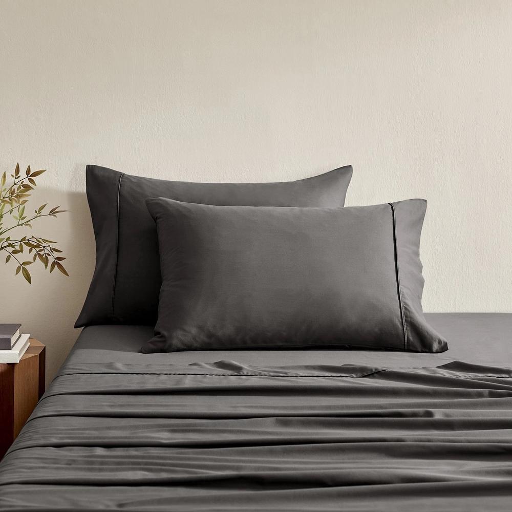 Serene 400TC Bamboo Cotton Sateen Pillowcase, Twin Pack (Charcoal) - Standard, 9347563065017