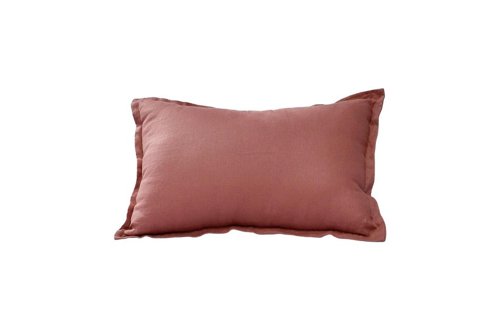 Natural Home Ardenne Washed French Linen Rectangular Cushion with Oxford Edge (Clay) - 40x60cm, 9347563071421