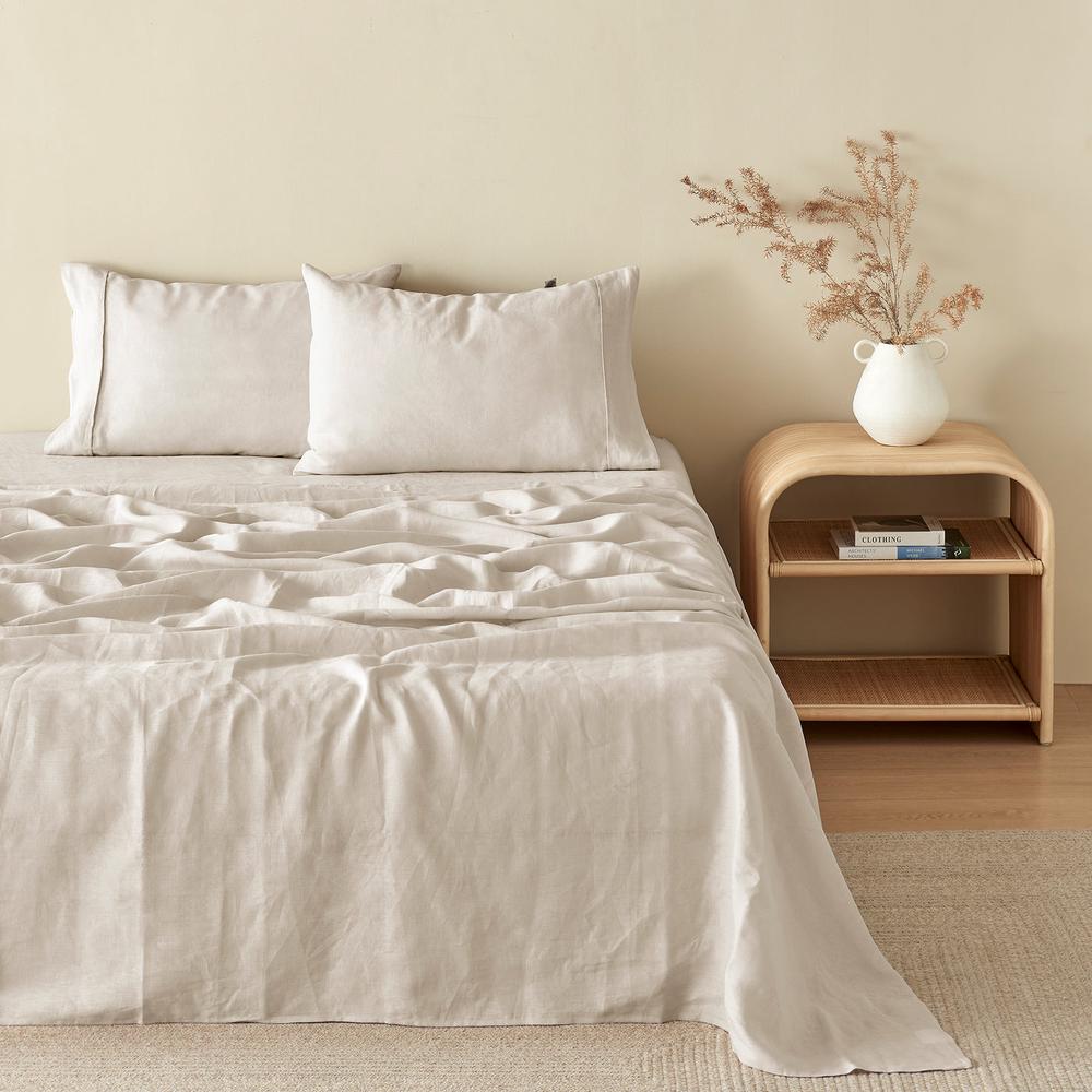 Natural Home 100% European Flax Linen Sheet Set (Natural) - Super King, 9347563071711