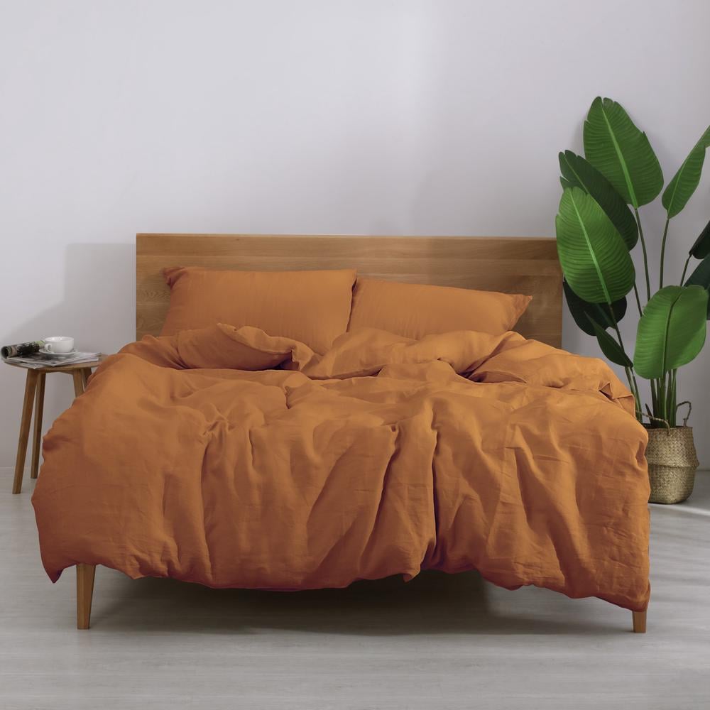 rust linen quilt cover