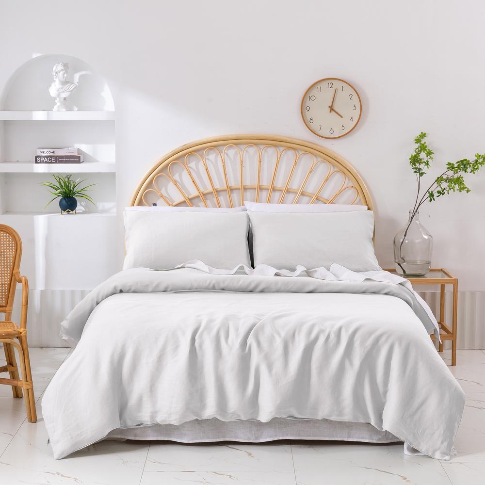 Natural Home Vintage Washed Hemp Linen Quilt Cover Set (Dove Grey) - Super King, 9347563073173