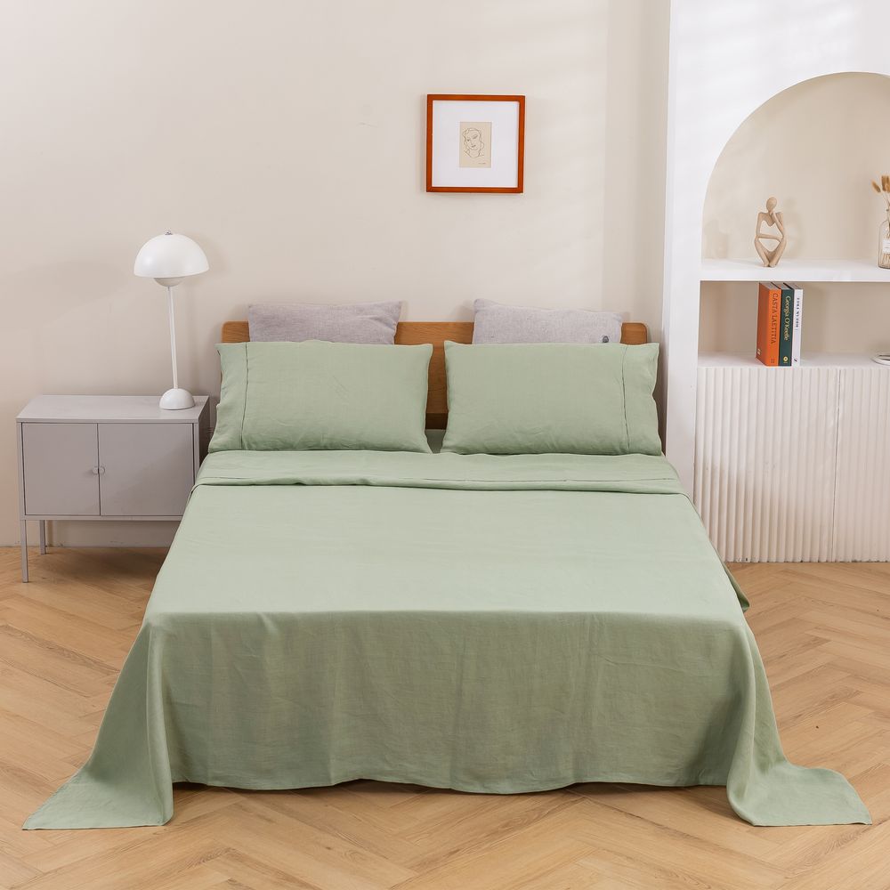 Natural Home Vintage Washed Hemp Linen Sheet Set (Sage) - King by Natural Home - ISBN: 9347563073371