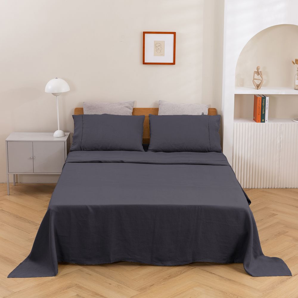 Natural Home Vintage Washed Hemp Linen Sheet Set (Charcoal) - King by Natural Home - ISBN: 9347563073432