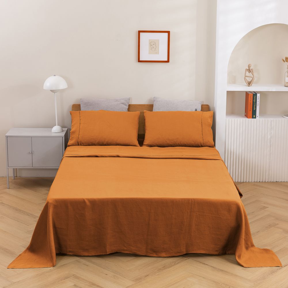 Natural Home Vintage Washed Hemp Linen Sheet Set (Rust) - King by Natural Home - ISBN: 9347563073524