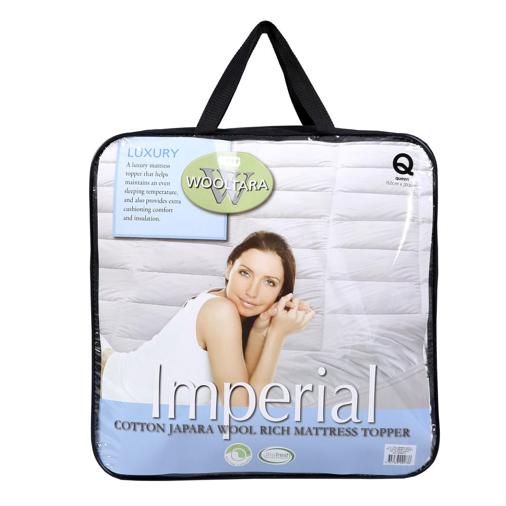 Wooltara Imperial Cotton Japara Wool Rich Mattress Topper - King Bed, 9347563090743