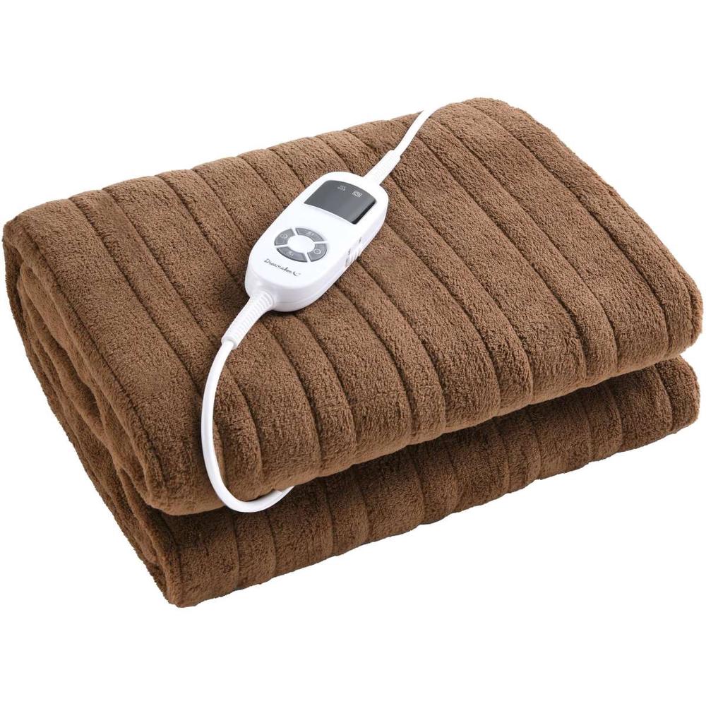 Dreamaker Coral Fleece Electric Heated Throw Blanket (Latte