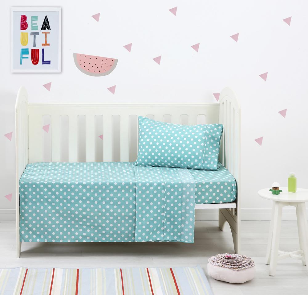Dreamaker Baby Polka Dot Cot Sheet Set (Green) Buy online at The Nile