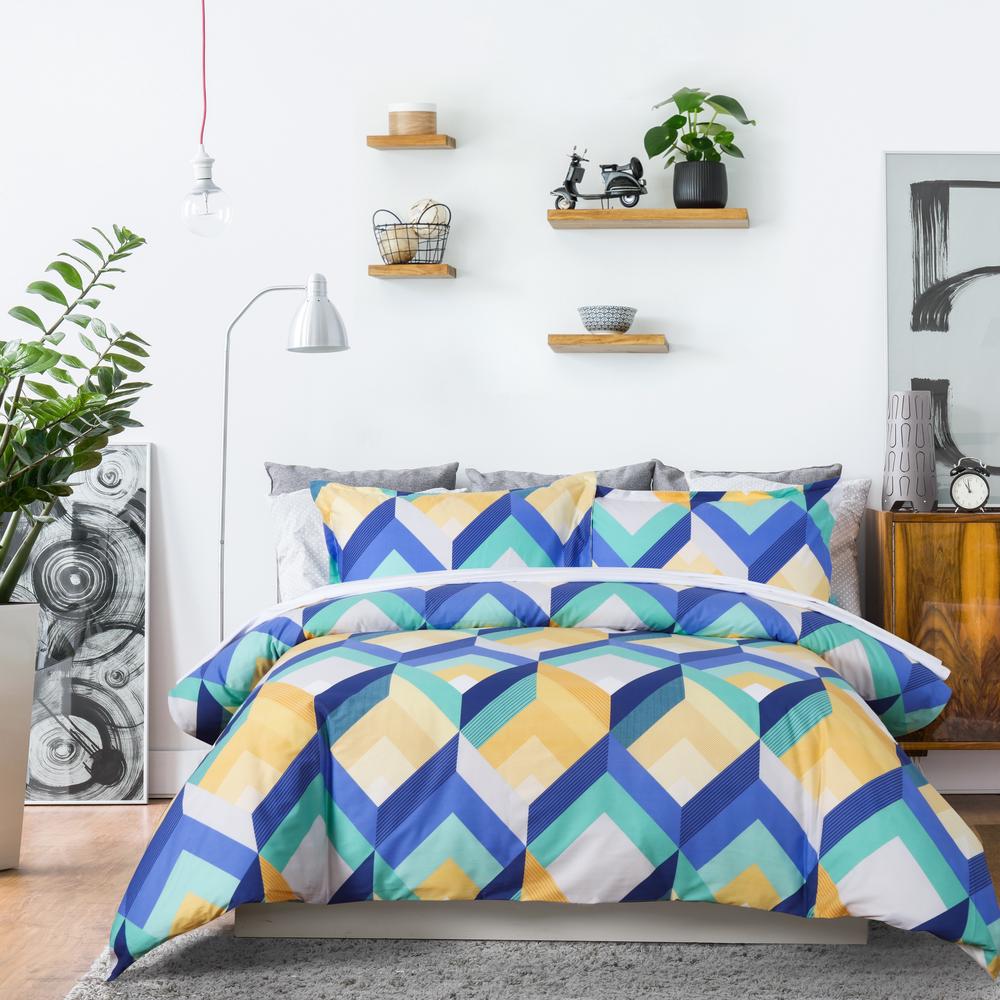 Dreamaker 250TC Printed Cotton Sateen Quilt Cover Set (Yarm) King