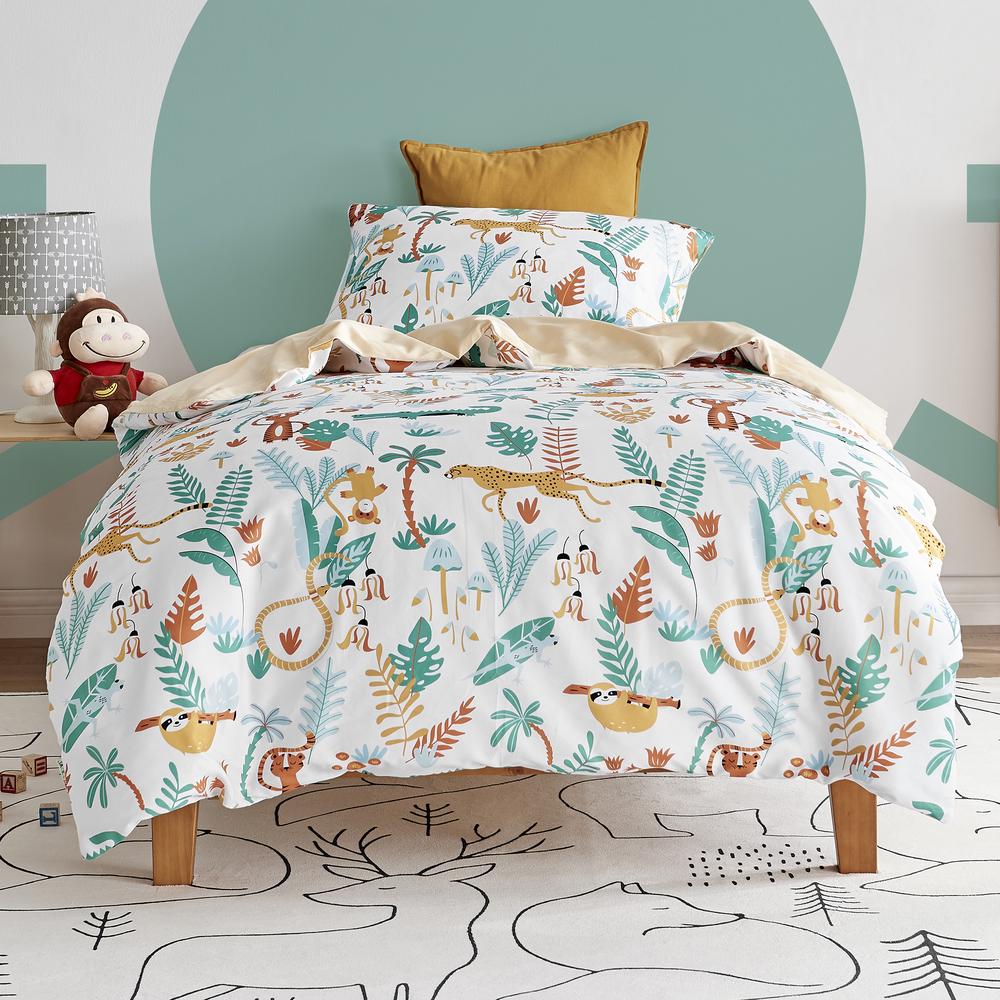 Jack & Ava Quilt Cover Set (Wild Jungle) - Double, 9347563109308