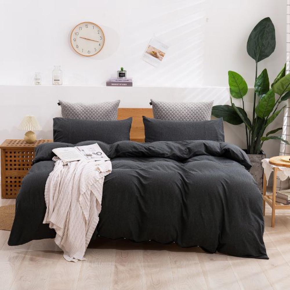 Dreamaker Cotton Jersey Quilt Cover Set (Charcoal) Super King Buy