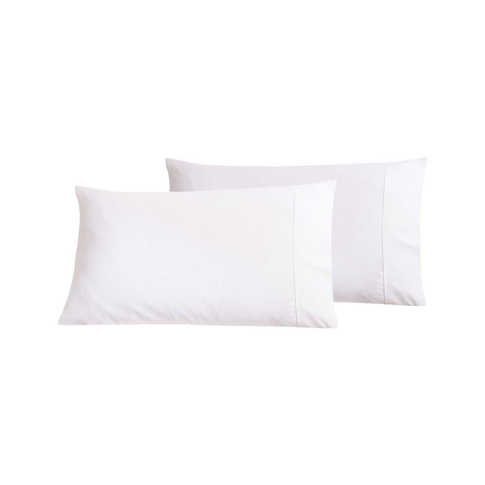 Serene Bamboo Cotton Pillowcases, Twin Pack (White) - King, 9347563117358