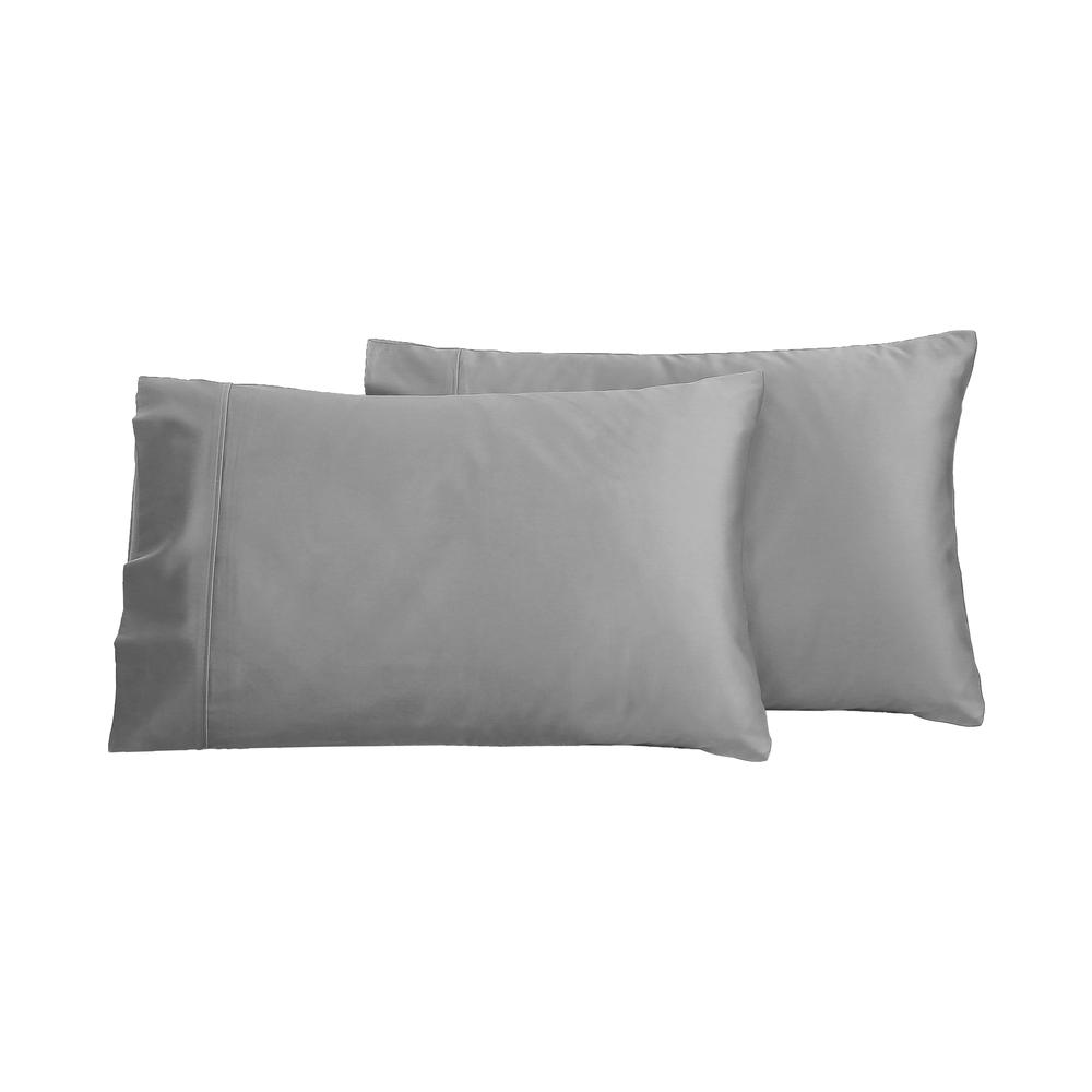 Serene Bamboo Cotton Pillowcases, Twin Pack (Dove Grey) - King, 9347563117433