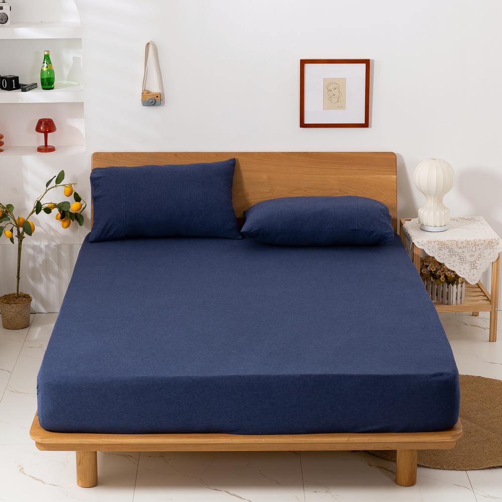 Dreamaker Cotton Jersey Fitted Sheet (Washed Navy) Queen Buy online