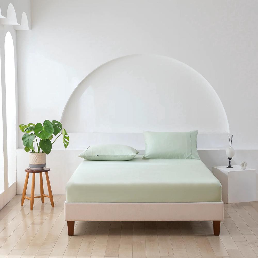 ESSN 500TC Cotton Sateen Fitted Sheet Set (Sage) - King, 9347563119178