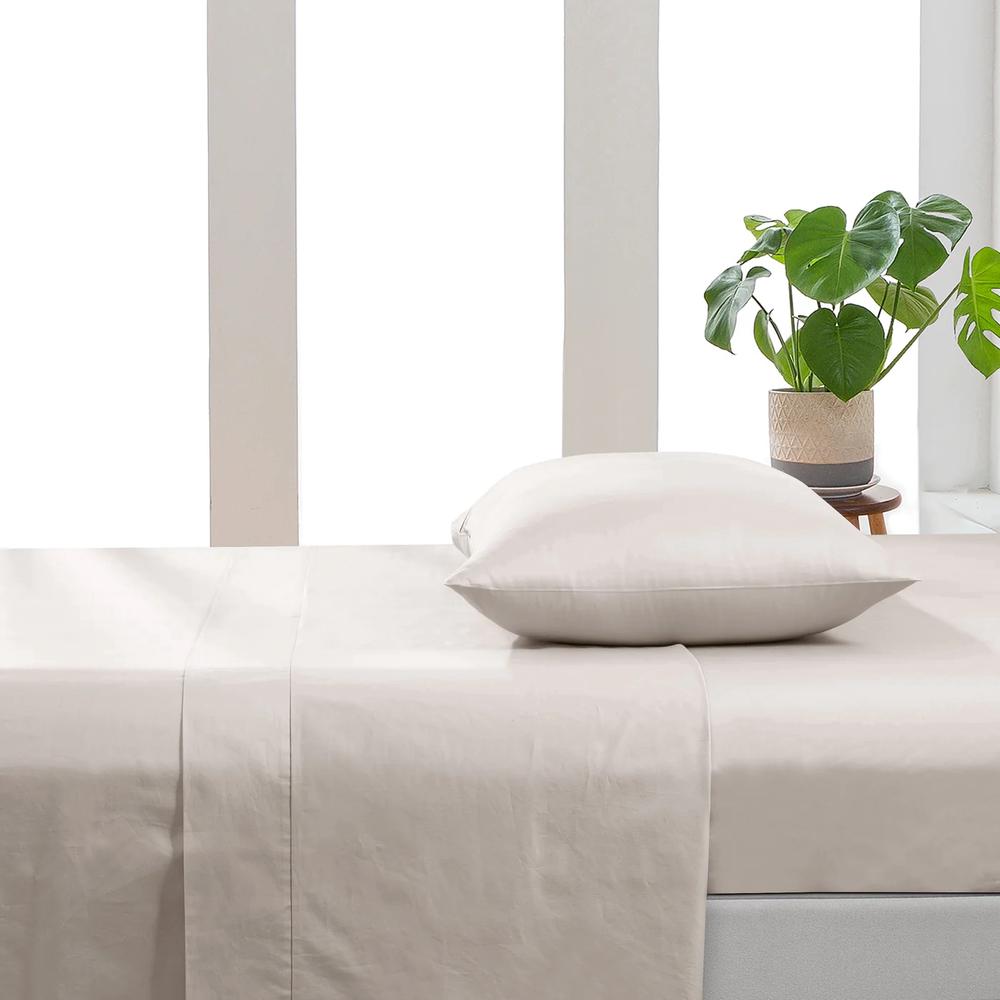 ESSN 500TC Cotton Sateen Flat Sheet Set (Stone) - Queen, 9347563119611