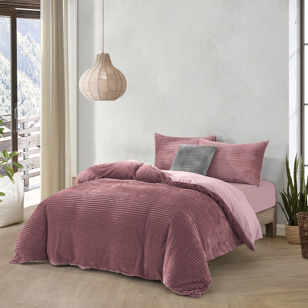 Dreamaker Embossed Teddy Fleece Quilt Cover Set (Blush) Queen Buy