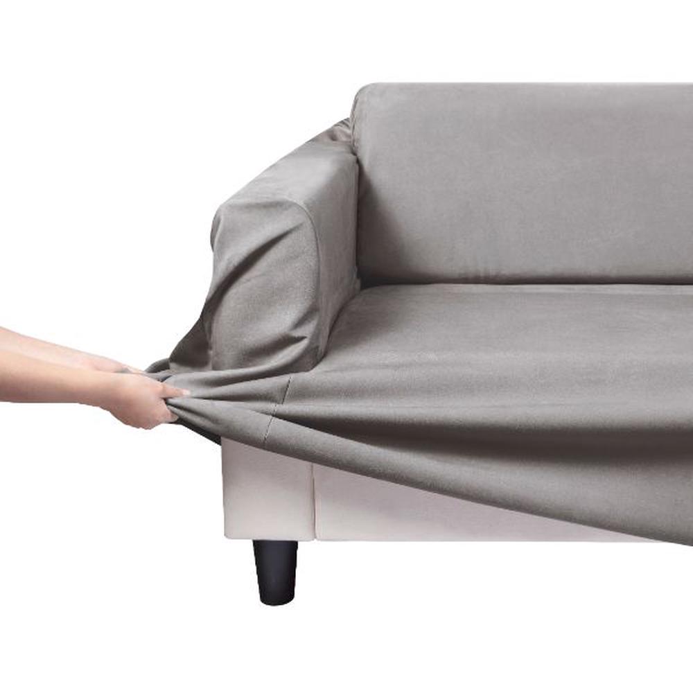 Home Premium Faux Suede Couch Sofa Cover, 3 Seater (Silver), 9347563800946