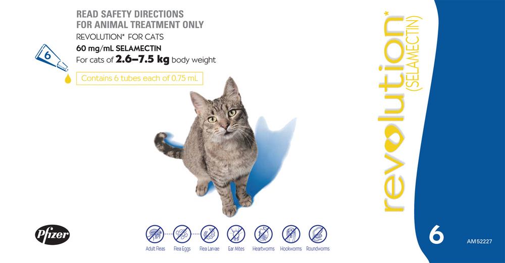 Flea & Worm Control for Cats & Kittens 2.6-7.5kg, 6's (Blue), 9347909003789
