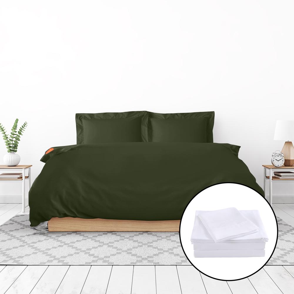 Royal Comfort 1000TC Bamboo Cotton Sheet And Quilt Cover Set (Olive) King Buy online at The Nile
