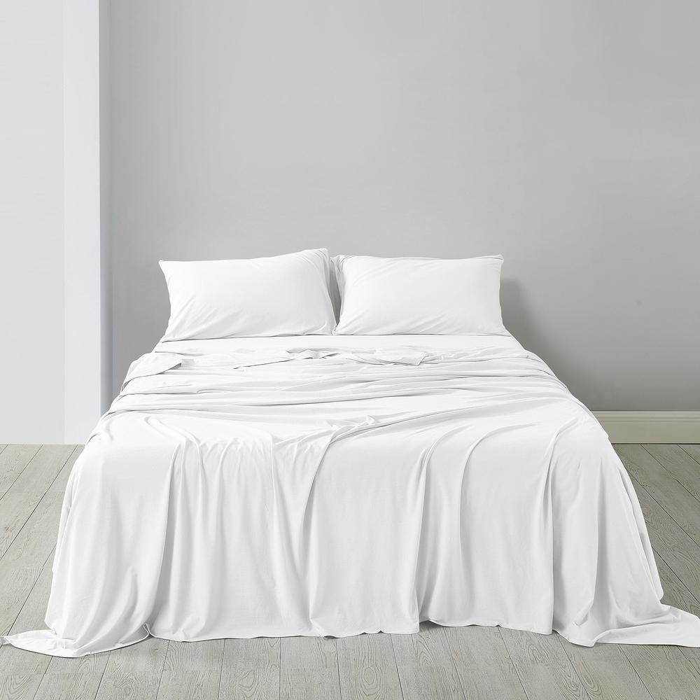 Royal Comfort 100 Jersey Cotton Sheet Set, 4 Piece (White) Queen