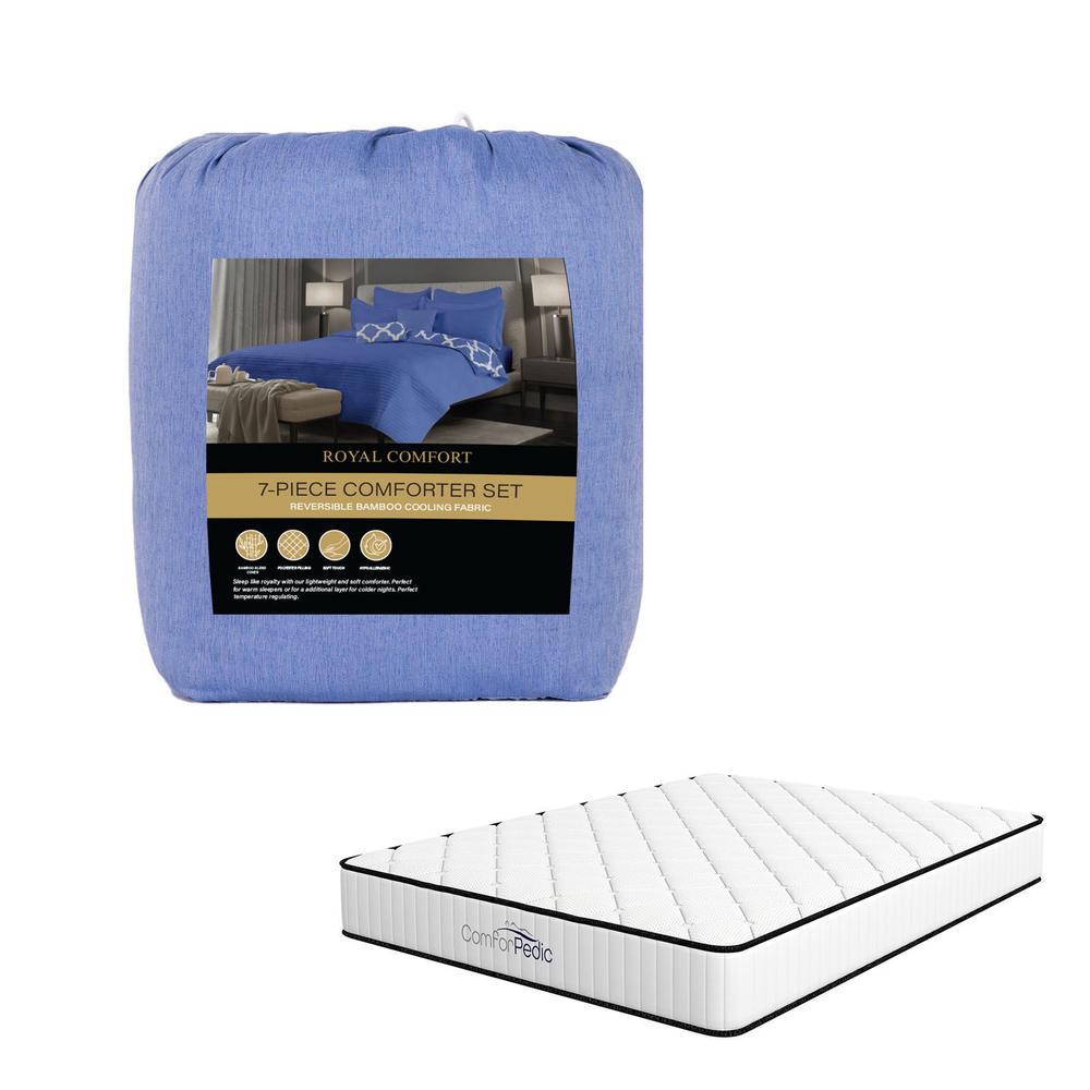 Royal Comfort Comforpedic 5Zone Mattress and 7 Piece Comforter Set (Royal Blue) Queen Buy