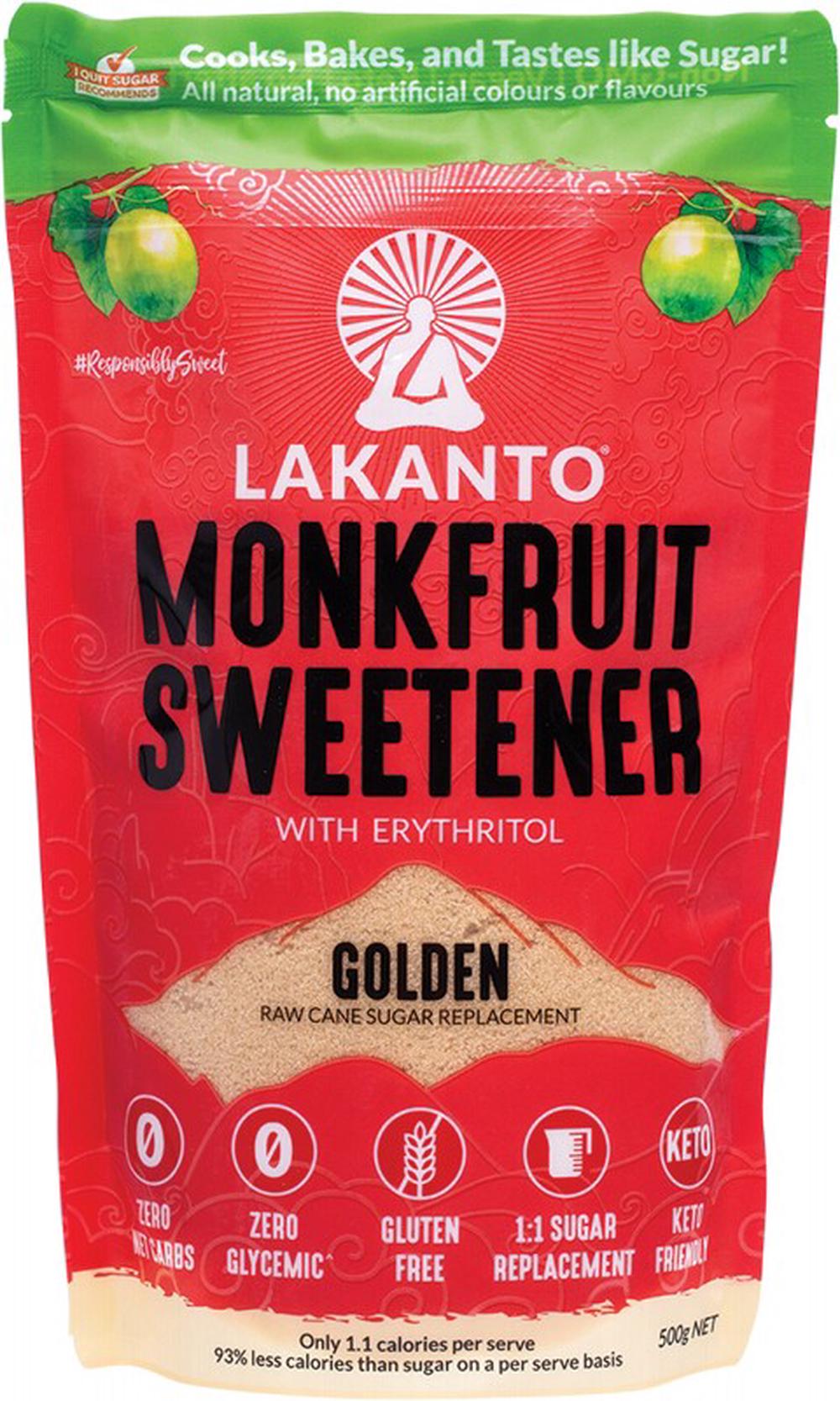 Monkfruit Sweetener, Golden Raw Cane Sugar Replacement - 500g, 9349664002281