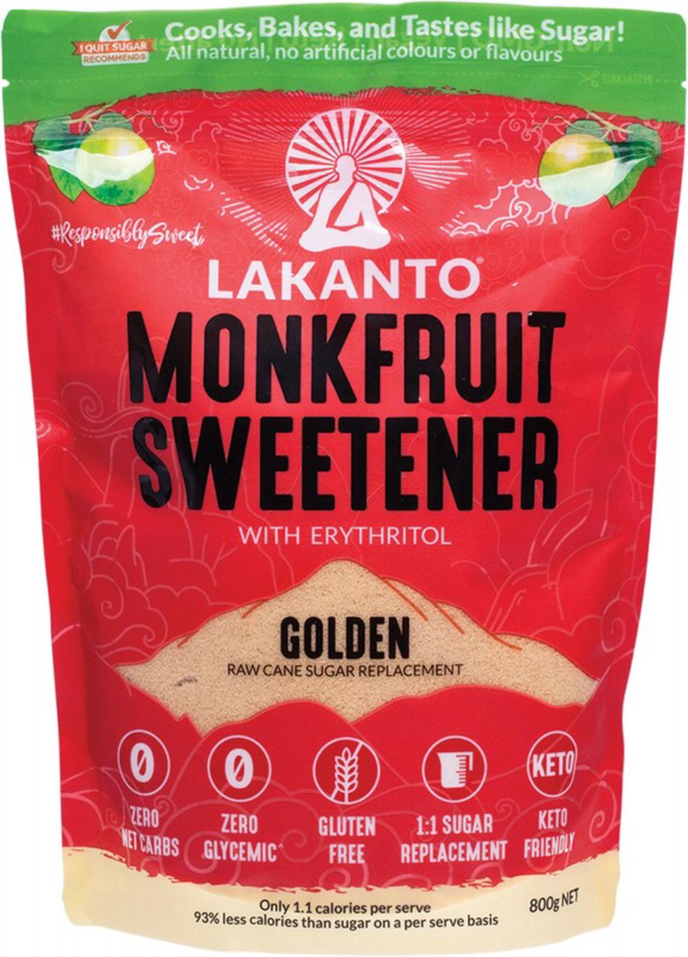 Monkfruit Sweetener, Golden Raw Cane Sugar Replacement - 800g, 9349664002304