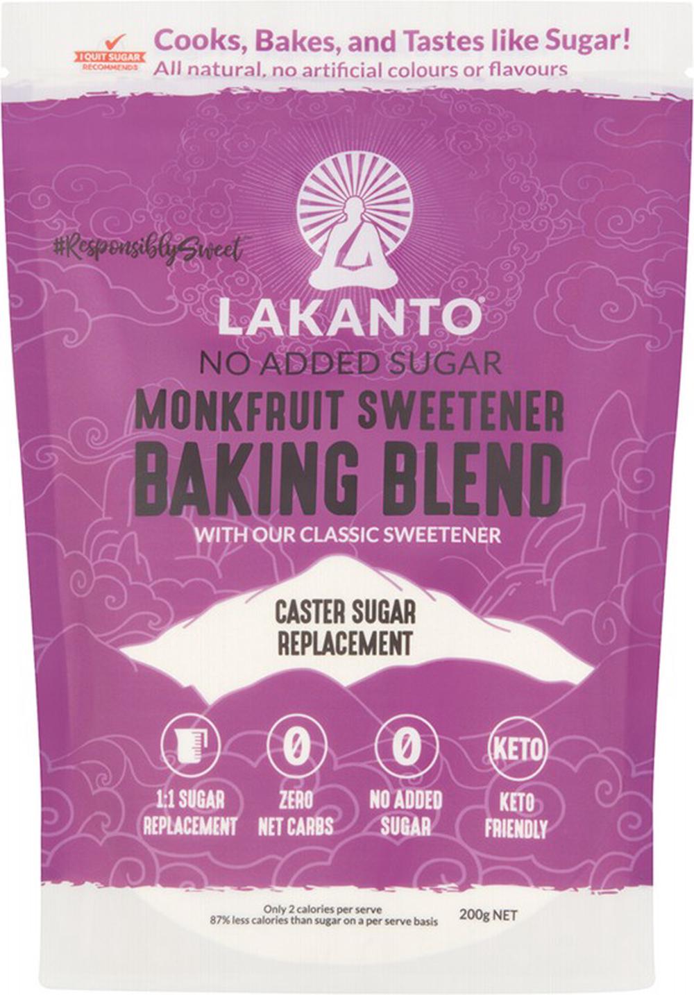 Lakanto Monkfruit Sweetener, Baking Blend Caster Sugar Replacement - 200g, 9349664002649