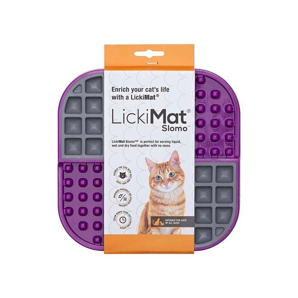 Lickimat Slomo Wet & Dry Double Slow Food Cat Bowl (Purple) - 20x20cm, 9349785005086