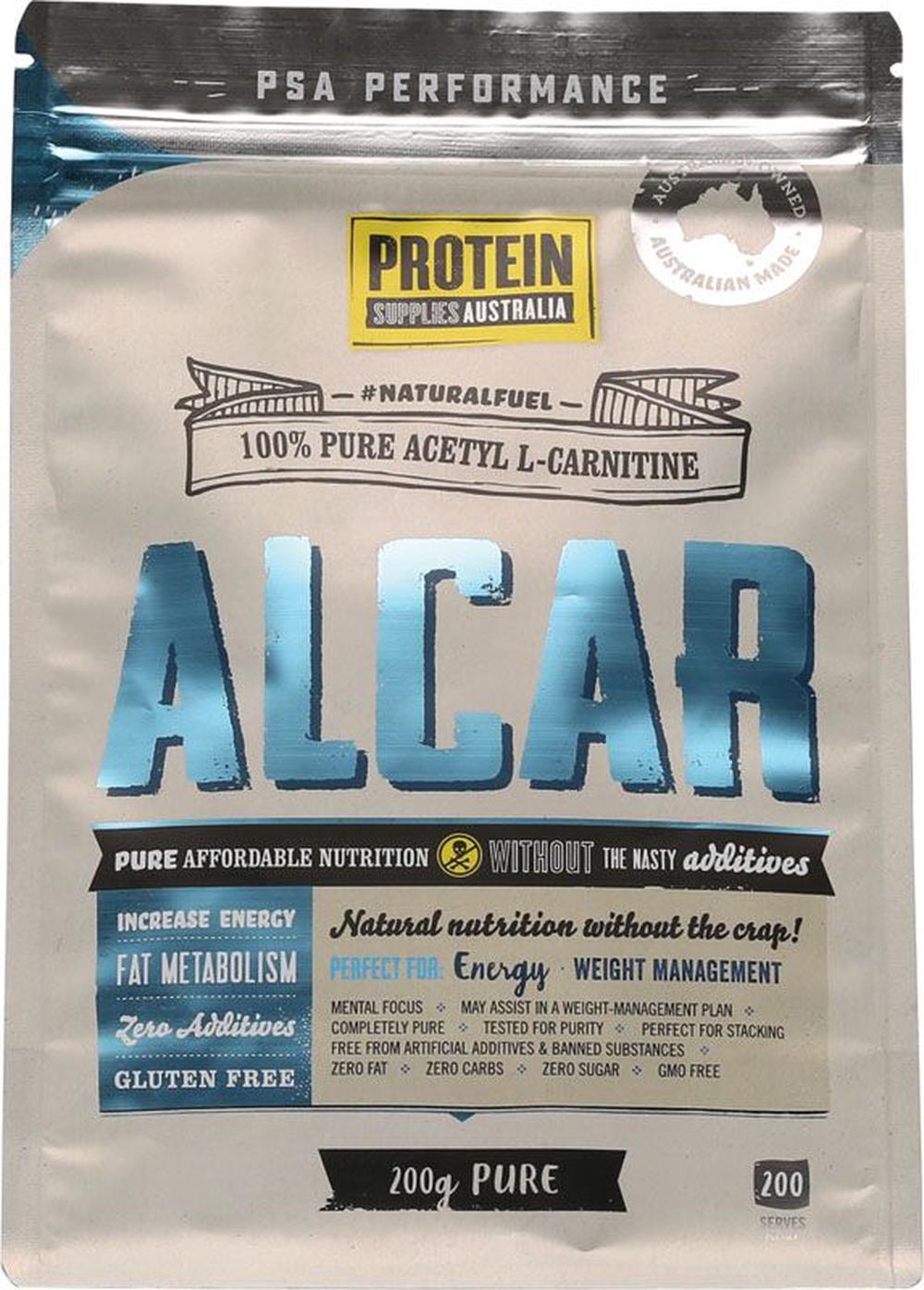 Protein Supplies Australia Alcar (100% Pure Acetyl L-Carnitine) - 200g, 9350181000599