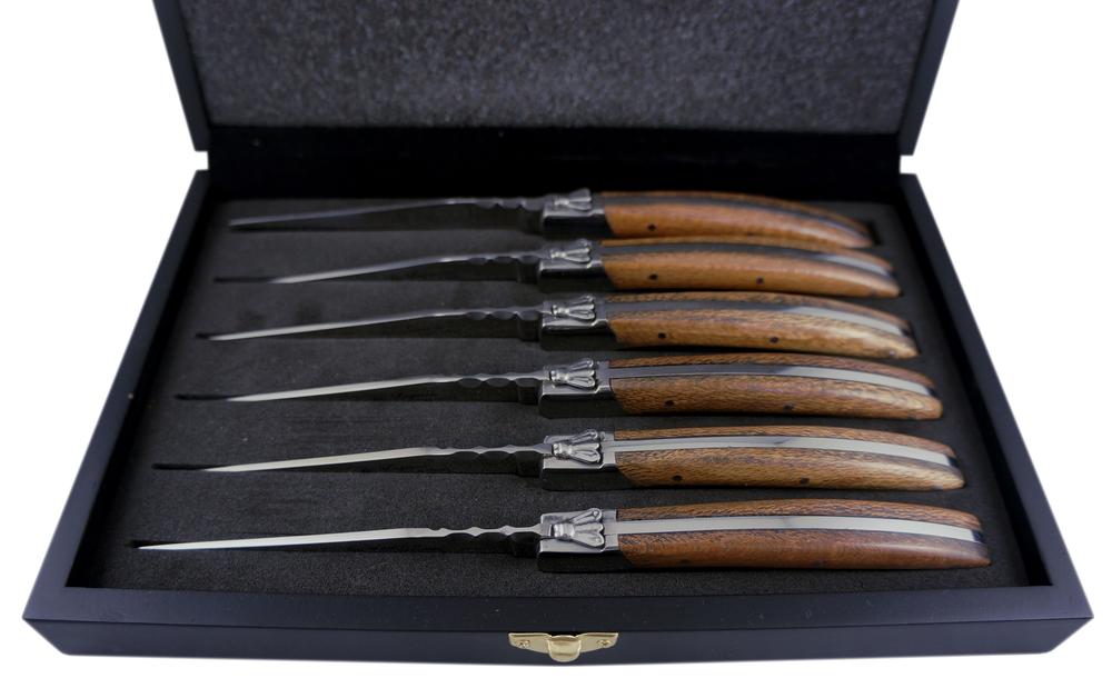 Laguiole Louis Thiers Artisan Steak Knife Set, 6 Piece - Snake Wood ...