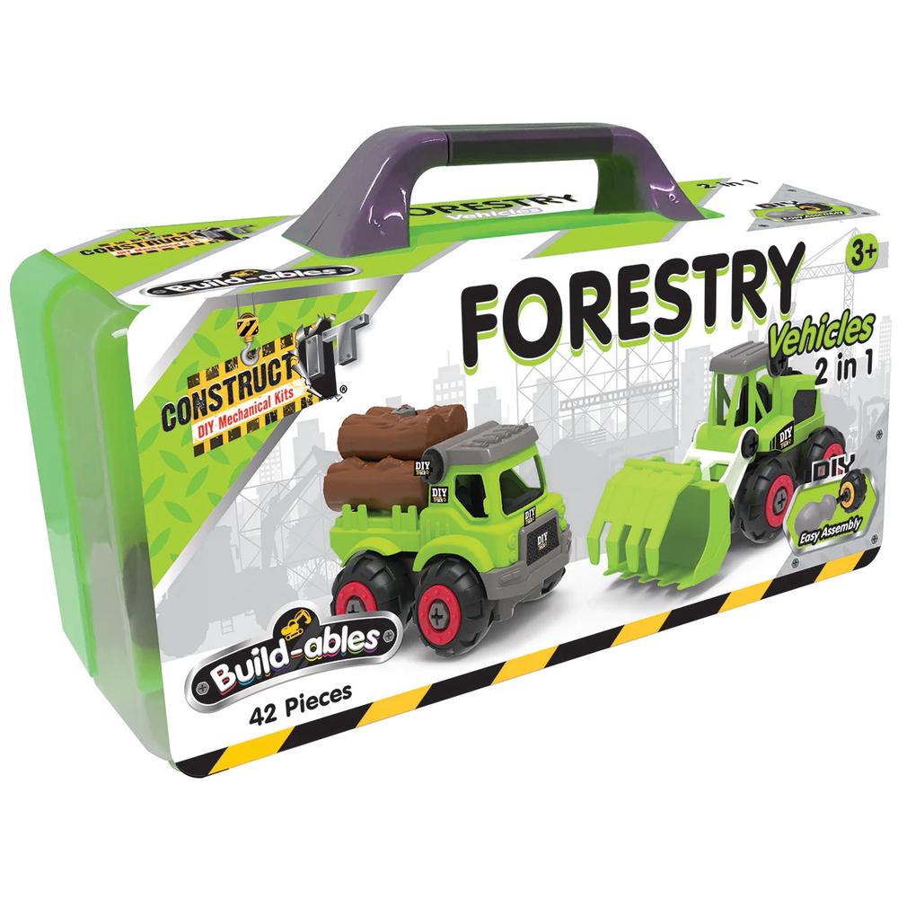 Construct-It Buildables: 2-in-1 Forestry Vehicles Set, 9350375011158