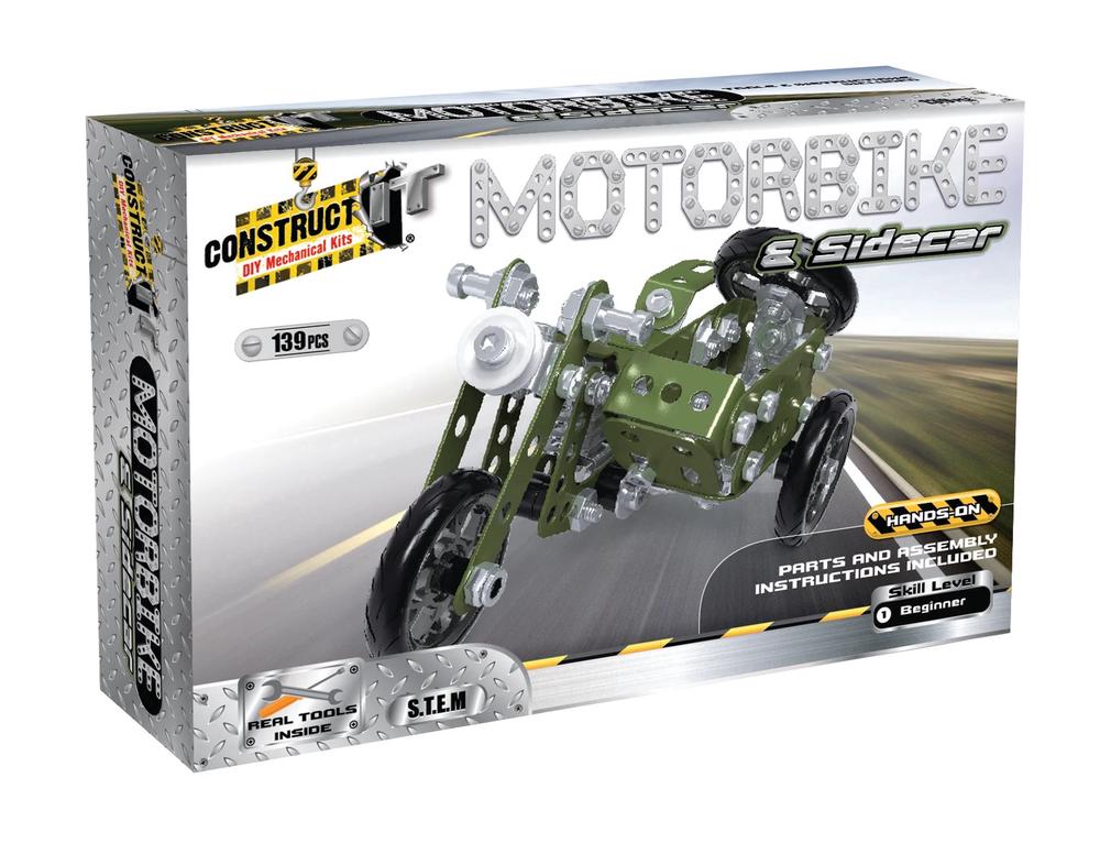 Construct IT Green Motorbike and Sidecar, 9350375012261