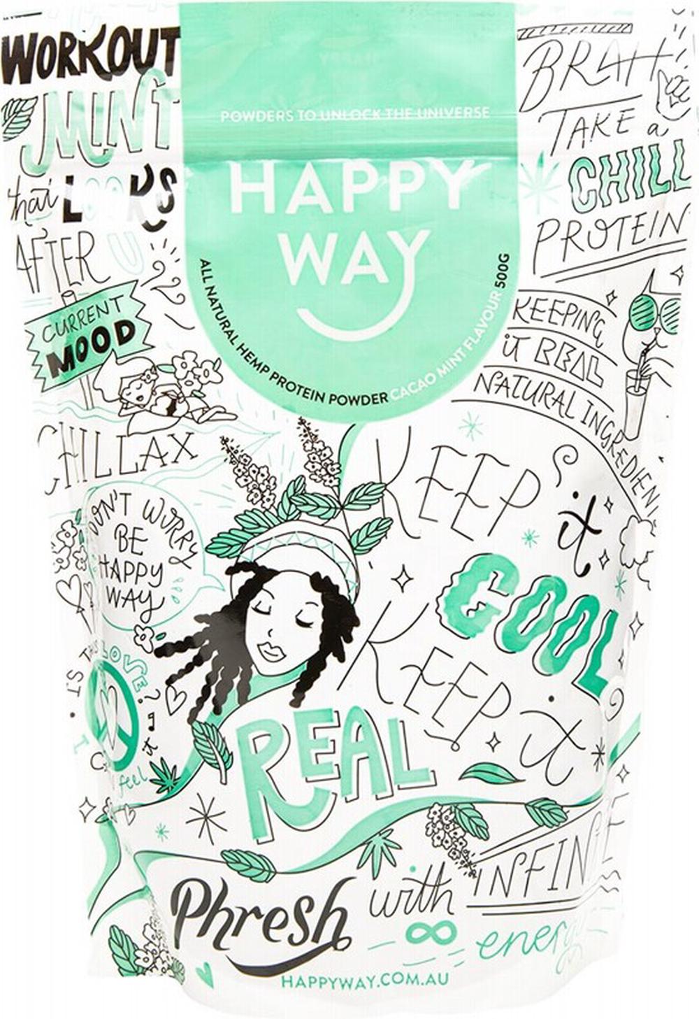 Happy Way Hemp Protein Powder (Cacao Mint) - 500g, 9351906000191