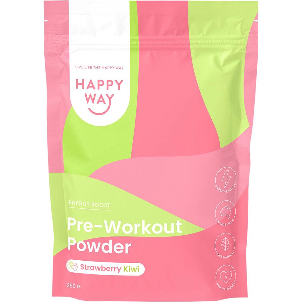 Happy Way Pre-Workout Powder Strawberry Kiwi - 250g, 9351906004335