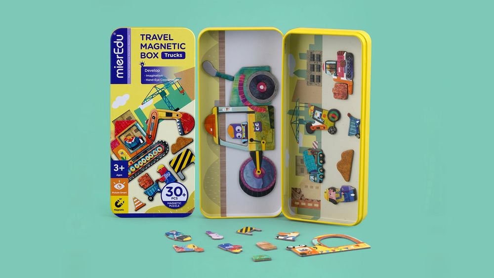 MierEdu Travel Magnetic Puzzle Box - Trucks by MierEdu - ISBN: 9352801001146