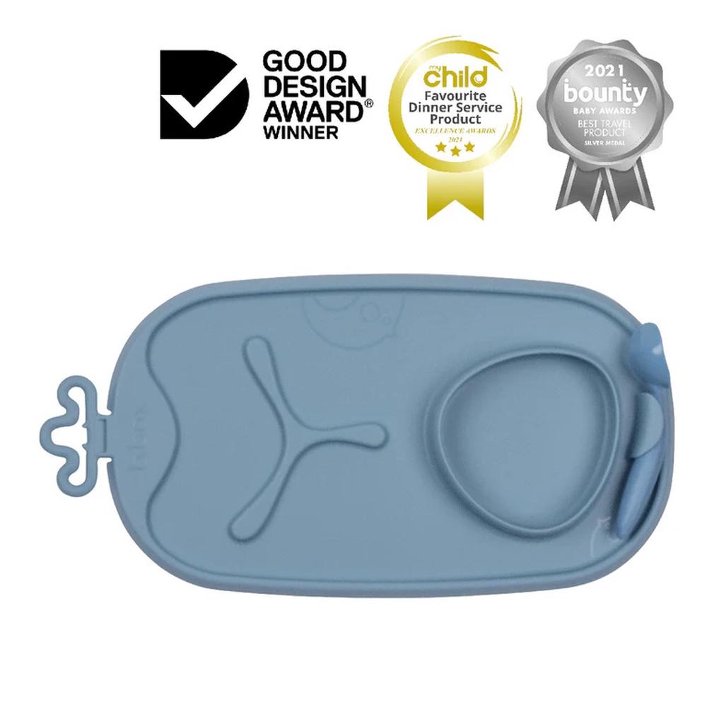 Roll + Go Feeding Mat with Spoon (Lullaby Blue), 9353965002161