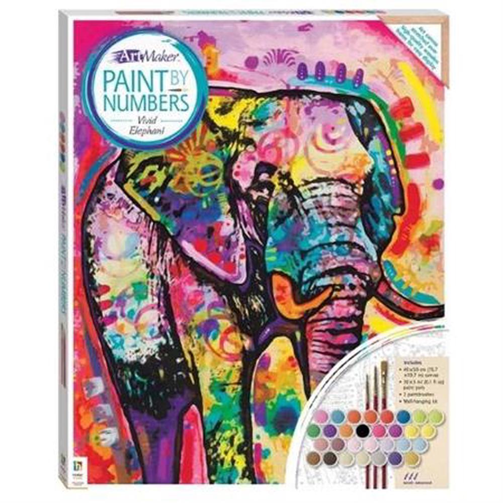 Hinkler Art Maker Paint by Numbers Canvas: Vivid Elephant | Buy online ...