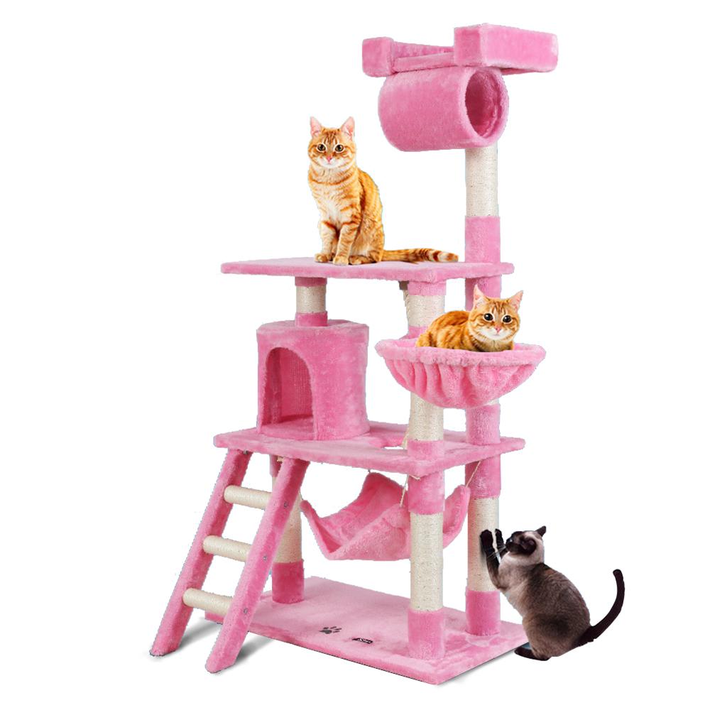 i.Pet Cat Tree Scratching Post Tower Condo House Furniture Wood (Pink