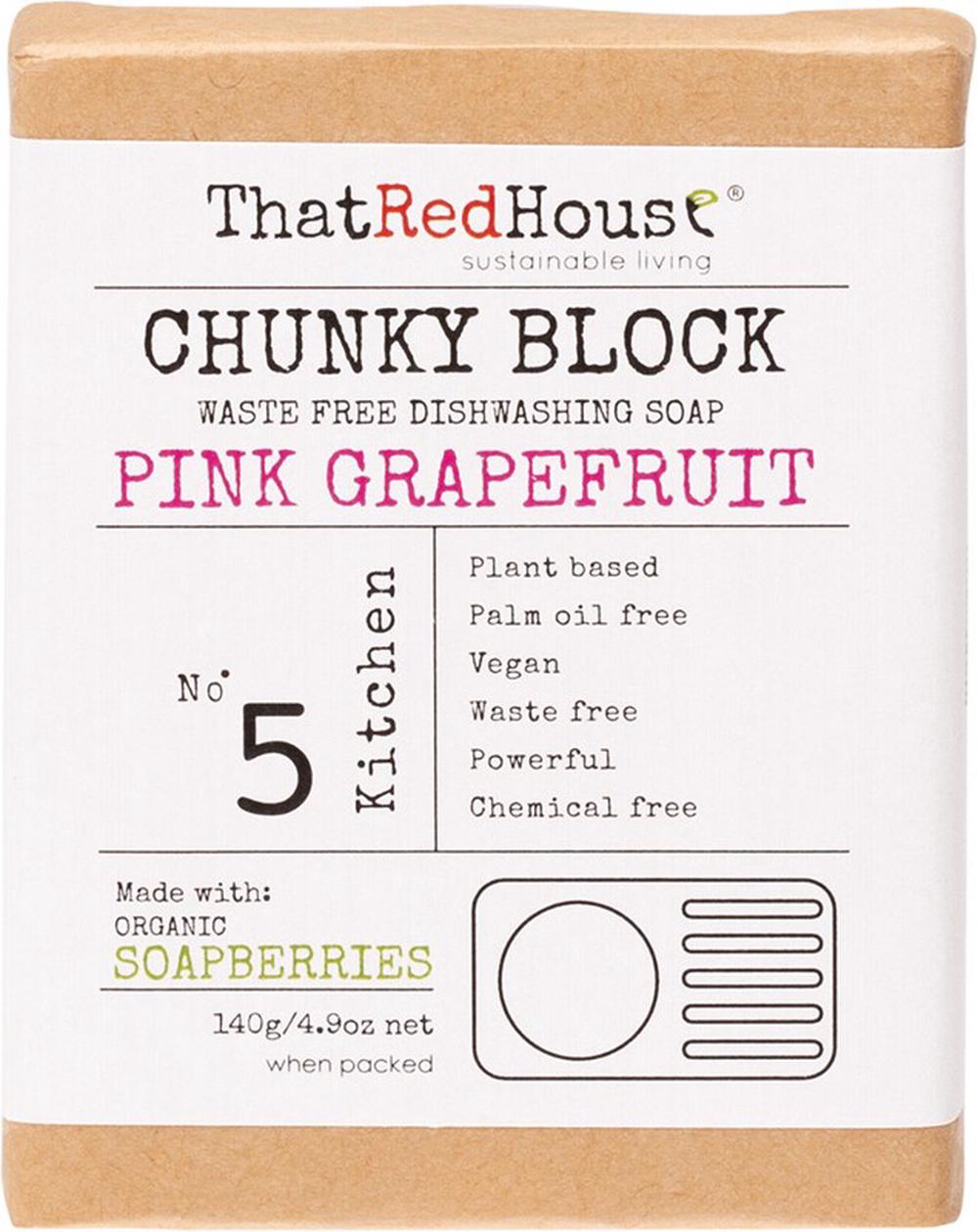 Chunky Block Dishwashing Soap (Pink Grapefruit) - 140g, 9356196001408