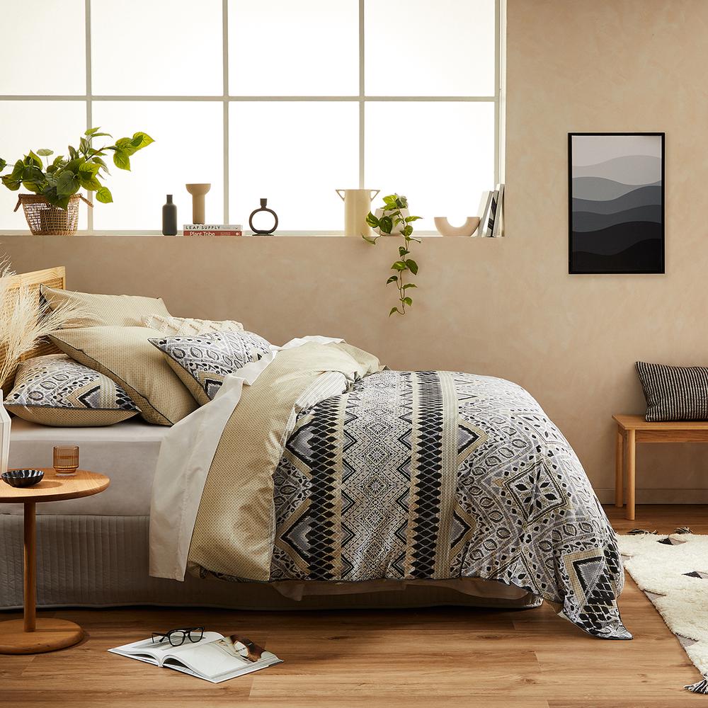 Logan & Mason Chayton Quilt Cover Set (Linen) Queen Buy online at