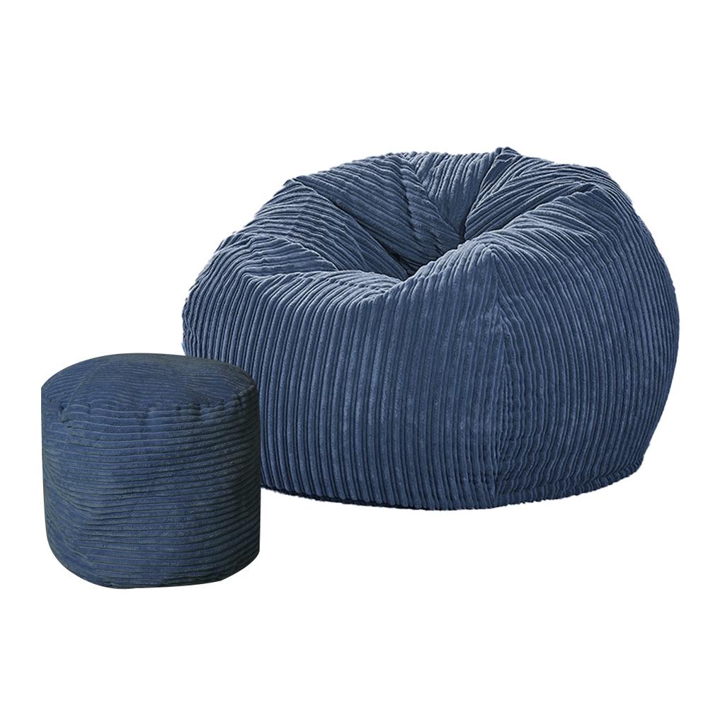 Marlow Corduroy Bean Bag Cover and Foot Stool Cover (Blue) Buy online