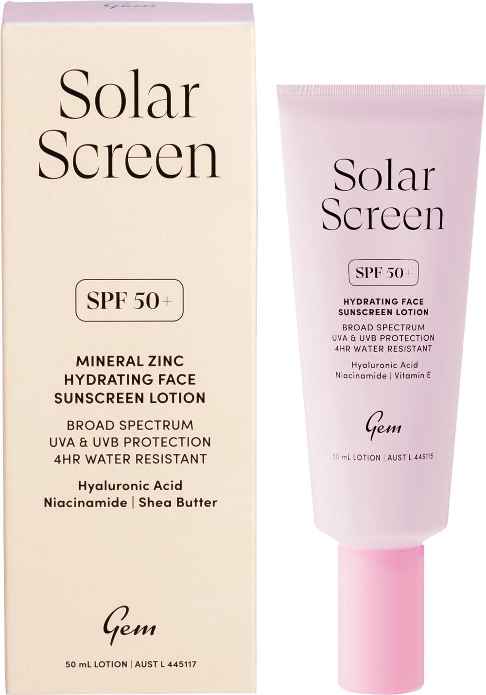 Solar Screen SPF50+ Hydrating Face Sunscreen Lotion - 50mL, 9356892000873