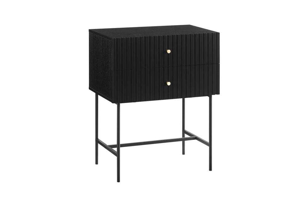 Sarantino Slender Fluted 2 Drawers Side Table (Black) by Sarantino - ISBN: 9358528022129