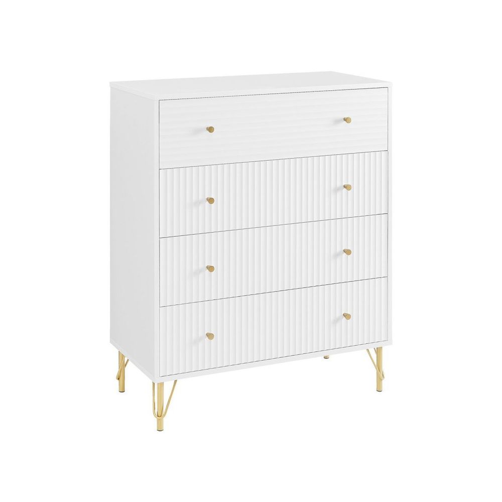 Sarantino Wavy Fluted Chest with Golden Metal Leg, 4 Drawers (White) by Sarantino - ISBN: 9358528022211